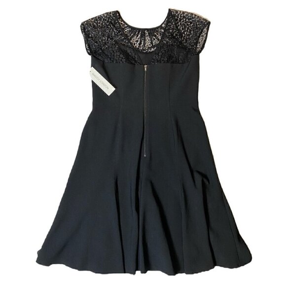 Maggy London Black Fit and Flare with Lace and Cap Sleeves- NWT - Picture 2 of 5